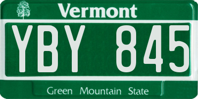 VT license plate YBY845