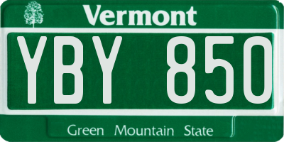 VT license plate YBY850