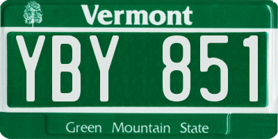 VT license plate YBY851