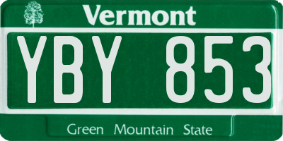 VT license plate YBY853
