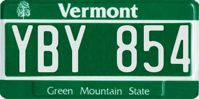 VT license plate YBY854