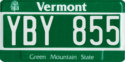 VT license plate YBY855
