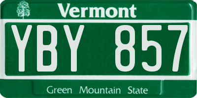 VT license plate YBY857