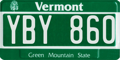 VT license plate YBY860