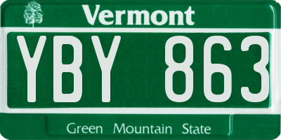 VT license plate YBY863