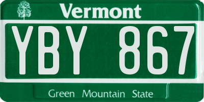 VT license plate YBY867