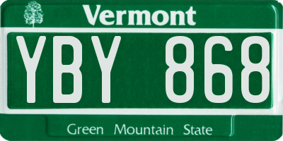 VT license plate YBY868