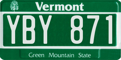 VT license plate YBY871