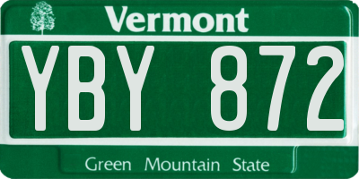 VT license plate YBY872