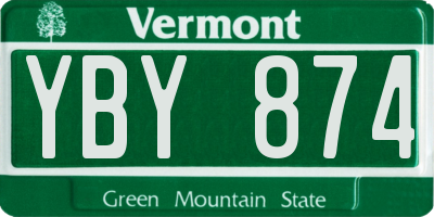 VT license plate YBY874