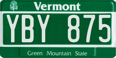 VT license plate YBY875