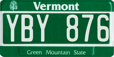 VT license plate YBY876