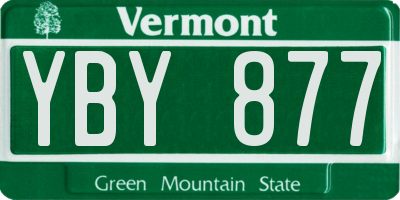 VT license plate YBY877