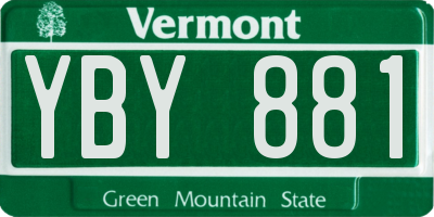 VT license plate YBY881
