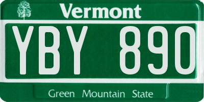 VT license plate YBY890