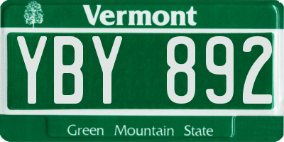 VT license plate YBY892