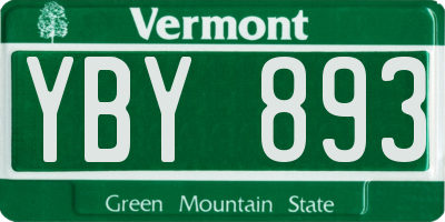 VT license plate YBY893