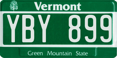 VT license plate YBY899