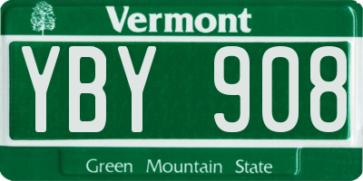 VT license plate YBY908