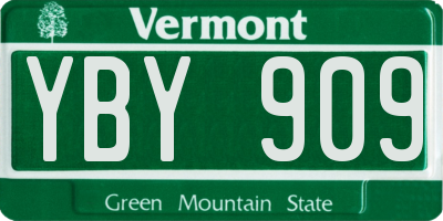 VT license plate YBY909