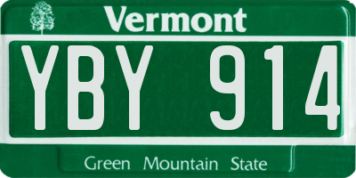 VT license plate YBY914