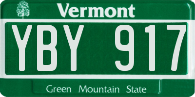 VT license plate YBY917