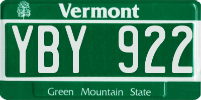VT license plate YBY922