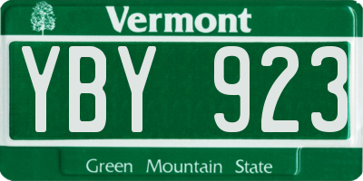 VT license plate YBY923
