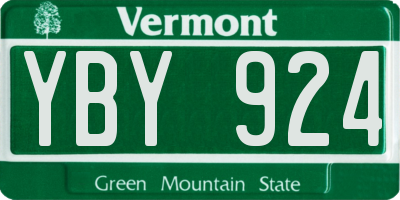 VT license plate YBY924