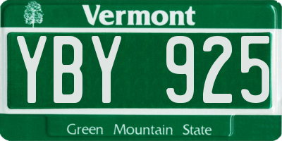 VT license plate YBY925