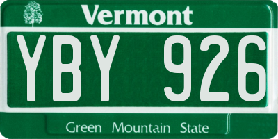 VT license plate YBY926