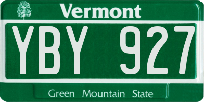 VT license plate YBY927