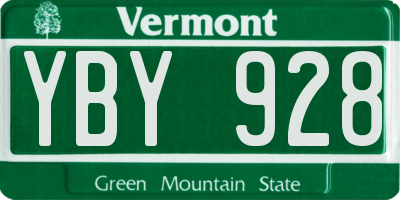 VT license plate YBY928