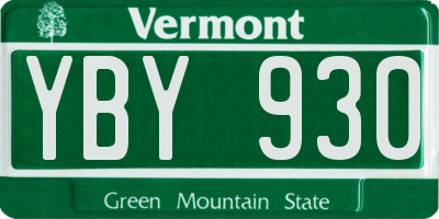 VT license plate YBY930