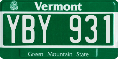VT license plate YBY931