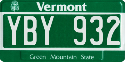 VT license plate YBY932