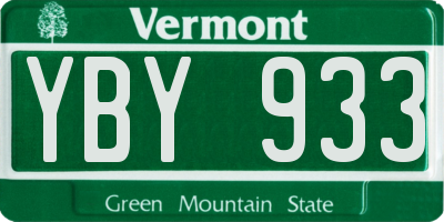 VT license plate YBY933