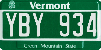VT license plate YBY934