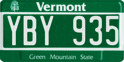 VT license plate YBY935