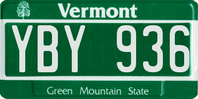 VT license plate YBY936