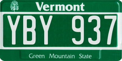 VT license plate YBY937