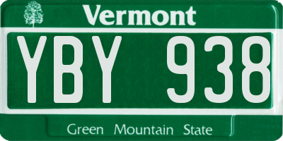 VT license plate YBY938