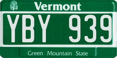 VT license plate YBY939