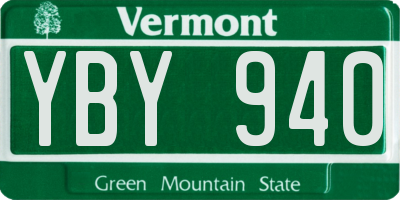 VT license plate YBY940