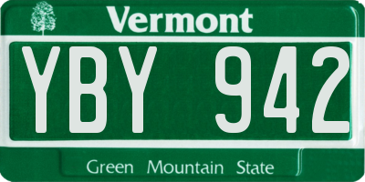 VT license plate YBY942
