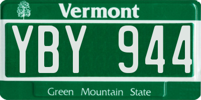 VT license plate YBY944