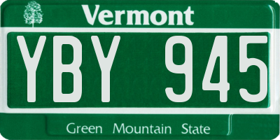 VT license plate YBY945