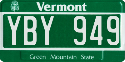 VT license plate YBY949