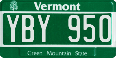 VT license plate YBY950