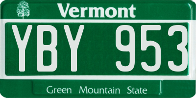 VT license plate YBY953